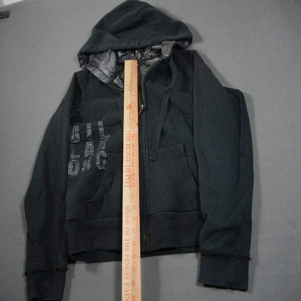 Y2K Billabong Satin Lined Damask Women Zip Up Hoodie S Skater Surfwear Faded
